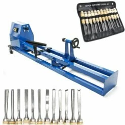 WILTEC Drechselbank 400W & Schnitzeisen-Set 12tlg. U.a. Mit Flachbeitel & Hohlbeitel