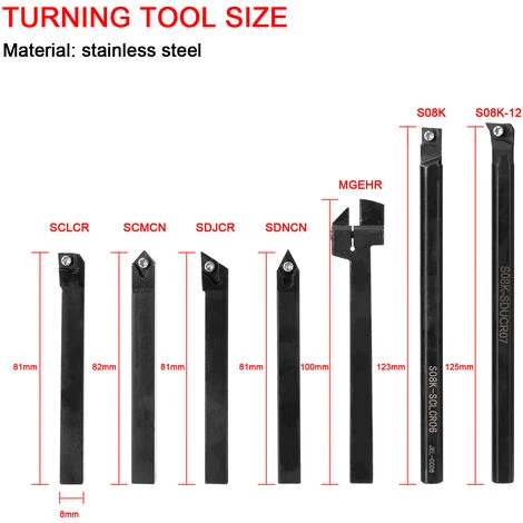 ASUPERMALL 7-Teiliges 8-Mm-Drehwerkzeugset Hochhartender Metalldrehmaschinen-Werkzeugsatz Cnc-Werkzeughalter Mit Klingenschlussel 2 ASUPERMALL 7-Teiliges 8-Mm-Drehwerkzeugset Hochhartender Metalldrehmaschinen-Werkzeugsatz Cnc-Werkzeughalter Mit Klingenschlussel – Bild 2