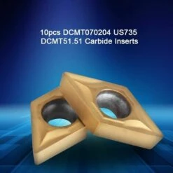 LITZEE Box Mit 10 Stück CNC-Rotationseinsatzklingen Diamantform Hartmetallfräser DCMT070204 US735 DCMT51.51 Stahlgewindedrehwerkzeug Für Drehmaschinen, Fräsmaschinen -Drechselbänke & Zubehör Verkäufe 31787048 5