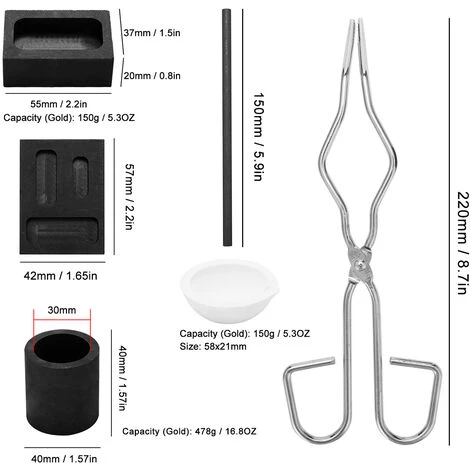 HAPPYSHOPPING 6 Stück Fackelschmelzen Silber Graphittiegel Kit Graphittiegel Becherzangen Schmelzschale Graphit Rührstab Trog Zylinder Graphittiegel Barrenform Gießwerkzeuge Quadratisches Graphit- Und Quarzschmelzen,Mehrfarbig 2 HAPPYSHOPPING 6 Stück Fackelschmelzen Silber Graphittiegel Kit Graphittiegel Becherzangen Schmelzschale Graphit Rührstab Trog Zylinder Graphittiegel Barrenform Gießwerkzeuge Quadratisches Graphit- Und Quarzschmelzen,Mehrfarbig – Bild 2