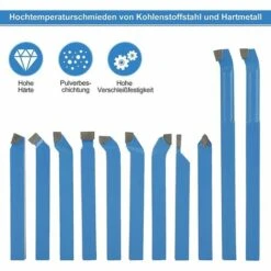 DEVENIRRICHE 11-teiliges Drehwerkzeug-Set, Hartmetall-Drehstahl-Set, Metall-Drehwerkzeuge Mit Holzkoffer, Rotierende Hartmetallspitze Zum Drehen Für 8 X 8 Mm Fräsdrehen -Drechselbänke & Zubehör Verkäufe 50913472 5