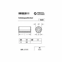 SONSTIGE Verbindungsmuffen, Rund, M 10 X 30, A4 Blank -Drechselbänke & Zubehör Verkäufe 56131598 4