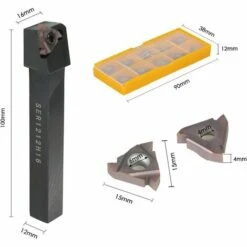 LIFCAUSAL 10 Stück/Karton VP15TF 16ER AG60 Hartmetalleinsätze + SER1212H16 Einsatzhalter + T15 Schraubenschlüssel Drehmaschine Gewindedrehwerkzeug-Set Für CNC-Maschine -Drechselbänke & Zubehör Verkäufe 64704489 4