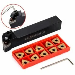 LIFCAUSAL MWLNR2020K08 Halter + 10 Stück WNMG080404 Hartmetalleinsätze + Schlüssel Zum Drehen Auf Der Drehbank