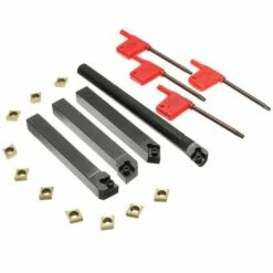 MONLY 4-teiliger Drehstahlhalter + CCMT09T304 Hartmetalleinsatz + T15 Schlüssel